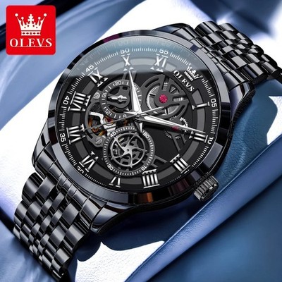 Automatic Mechanical Watch Waterproof Skeleton Luxury Dial Men's Men Strap