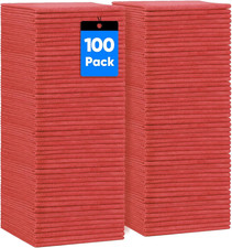 Red Shop Towels 100 Pack Reusable Microfiber Cleaning Cloth Bulk Multipurpose