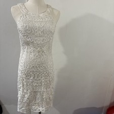 SUE WONG Appliqu  Halter Sleeveless Dress White Ivory Sz 2 Bridal Embroidered