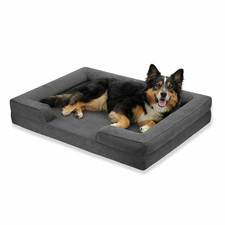 Brand New Inbox - Medium Gray Corduroy Orthopedic Dog Bed with Bolster