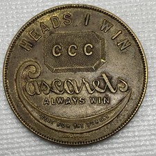 Vtg Atq Casearets Heads Tails Funny Crude ADVERTISING Best for the Bowels Coin