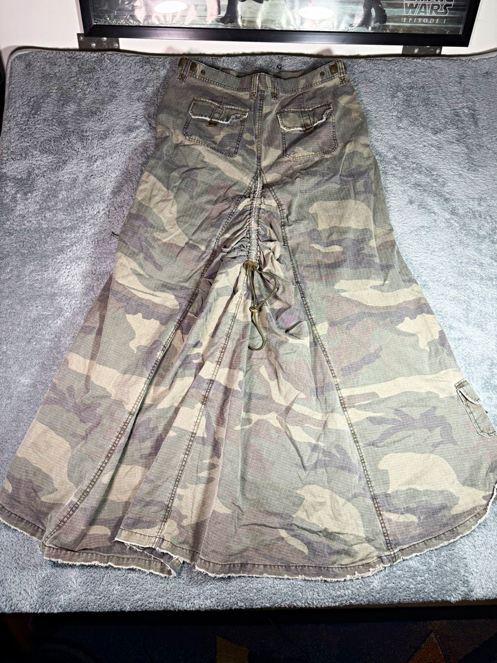 Polo Ralph Lauren Womens Maxi Cargo Utility Skirt Camo Gray/Green Size 12