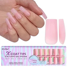 XCOATTIPS Soft Gel Nail Tips - Matte Long Square Press On Nails A1-L Square