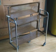 Vintage Teewagen Dinett, Servierwagen, Beistelltisch, rollbar & klappbar