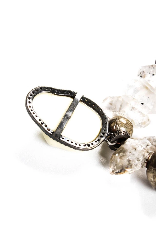 The Woods Womens Silver Tone Diamond Accent Rock Crystal / Bead Skull Charm Brac - Image 3 of 3