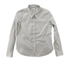 Spanx Button Front Shirt Womens XL White Long Sleeve Stretch Cotton Work Top