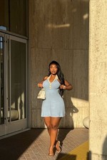 Fashion Nova Mia Sweater Mini Dress - Light Blue Size XL