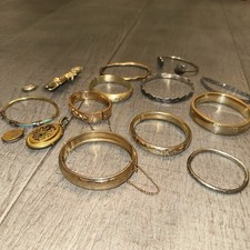 Lot of Antique Victorian Vintage Gold Filled Bangles Lockets Brooch Jewelry 