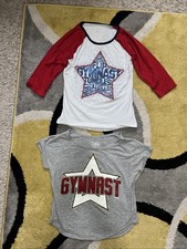 Justice Girl's Size 14 Lot of 2 Gymnast T-Shirts
