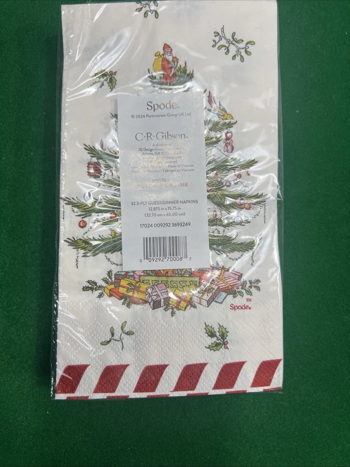 CR Gibson SPODE CANDY CANE TREE Pack of 32 Paper Dinner Napkins Christmas - Image 2 of 2