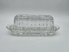 Vintage Anchor Hocking Glass Butter Dish Star Of David Pattern