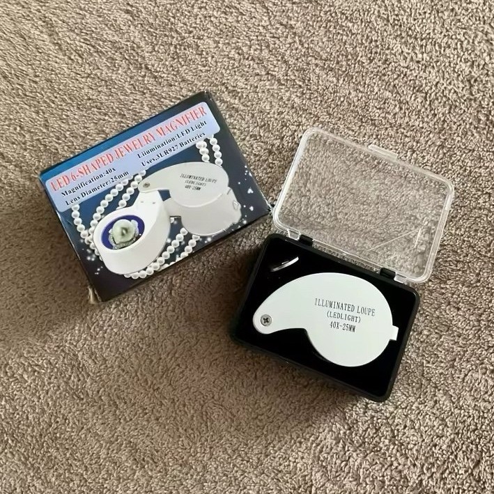 LED Illuminated Eye Loupe Jewelry Magnifier 40X 25mm with Case