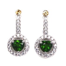 925 Silver 4 x 4 MM. Green Chrome Diopside Sapphire Cubic Zirconia Earrings