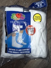 Fruit of the Loom  6-Pair White Socks Crew Sock Cotton Blend  Size 6-12