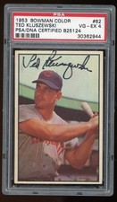 1953 Bowman Color Ted Kluszewski PSA DNA Signed Autograph Cincinnati Reds