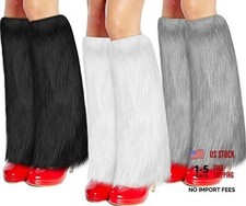 3 Pair Faux Fur Leg Warmers Sets - Soft Boot Winter Cuffs Black, White, Gray