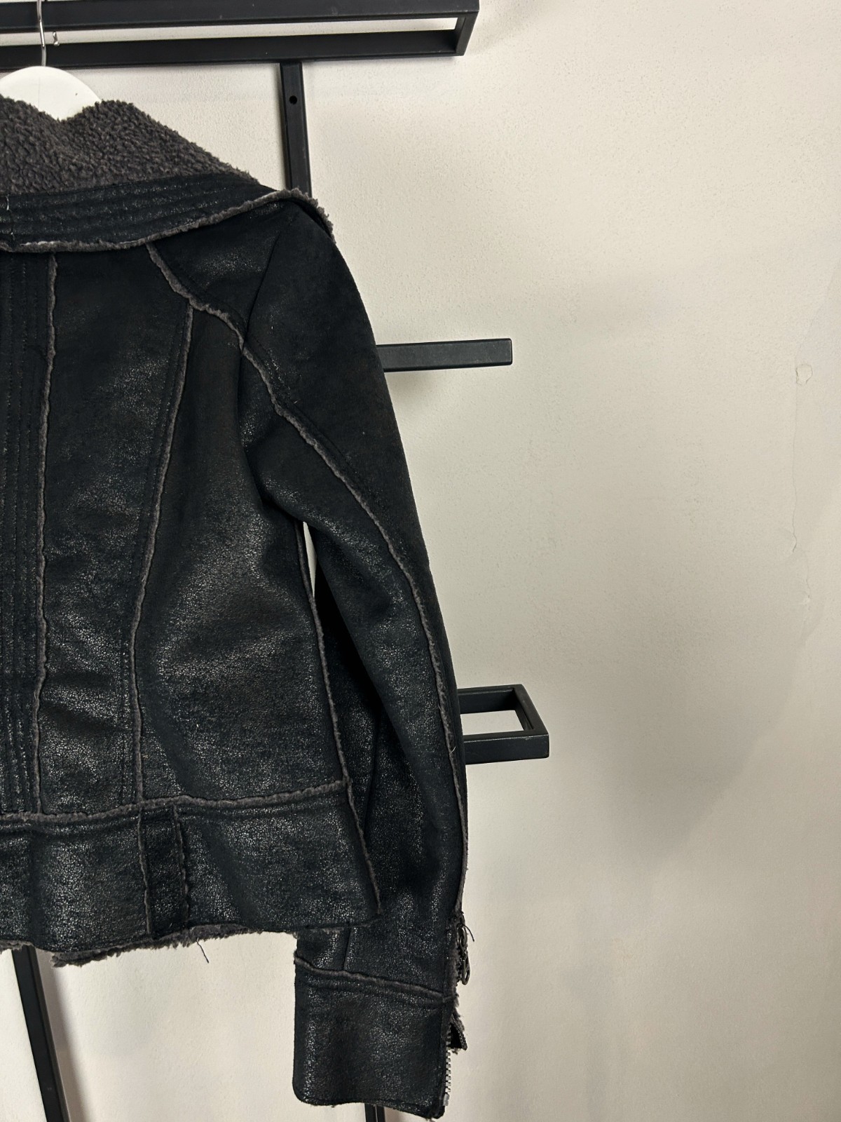 VTG Streetwear Japanese Yohji Style Archival Clothing Leather Fur Jacket 90s Y2K