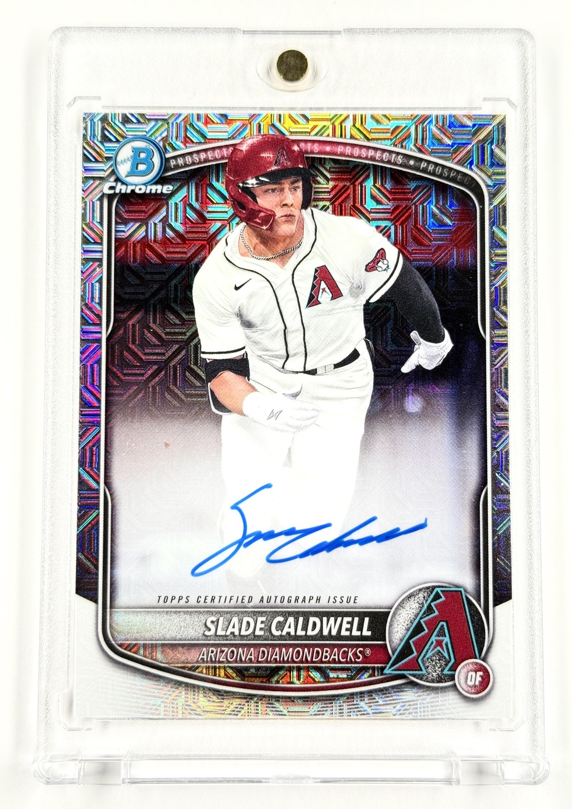 Slade Caldwell Auto Chrome Prospect Mojo Refractor 2025 Bowman Card Diamondbacks