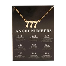 Alloy Gold Color Lucky Angel Numbers Wish 777 Pendant Necklace for Women Girl