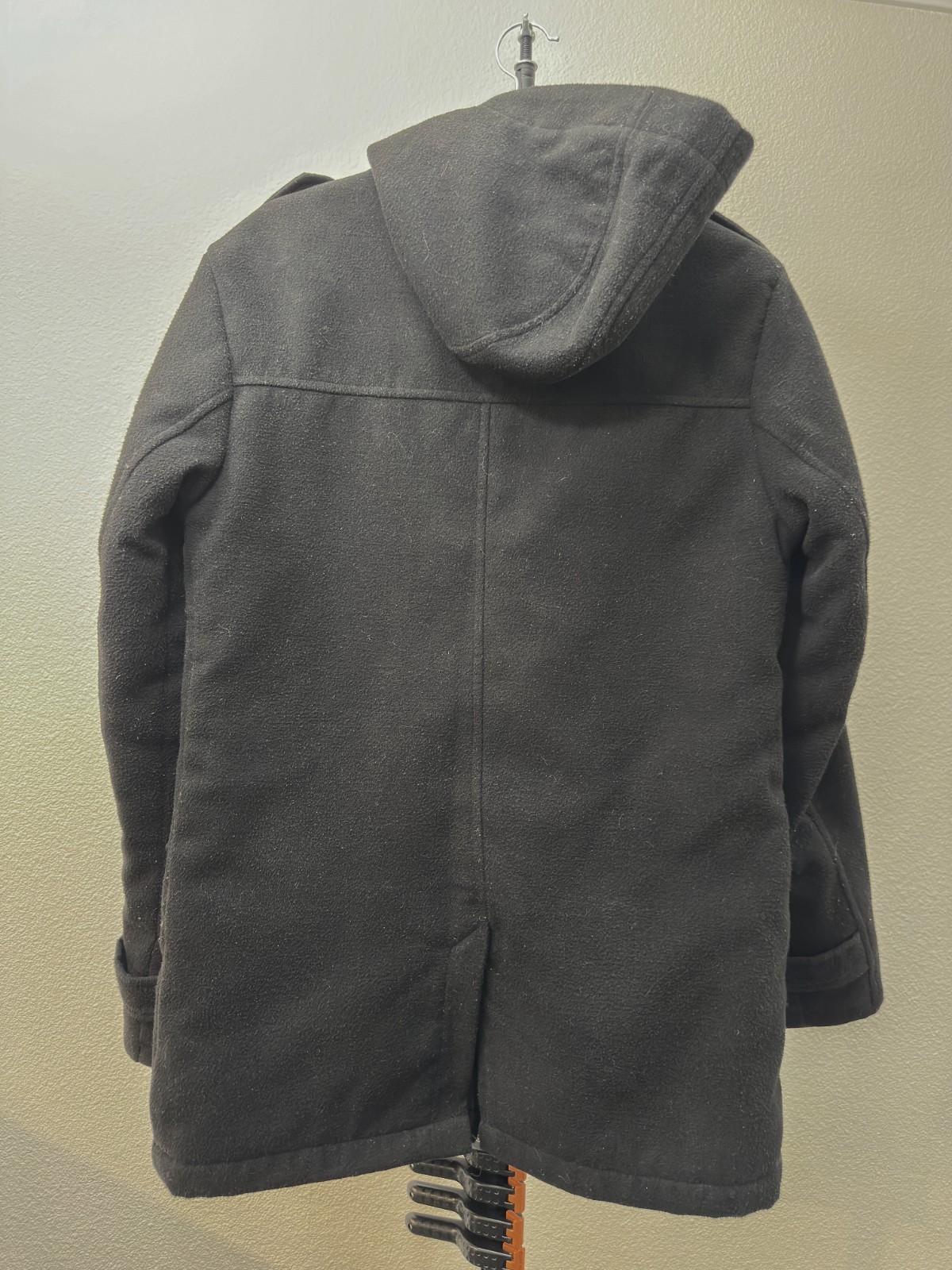 Lot of 2 Mens Black Duffle Coat & Grey Fleece Robe Size M - second product detail image