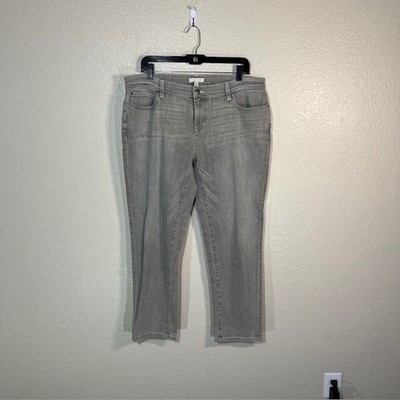 Eileen Fisher Jeans Womens 14 Petite 14P Gray Organic Cotton Straight Leg