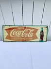 Coca Cola Fish Tail Sign ~ Vintage 1950s Steel Litho 12"x32" MCA 1455