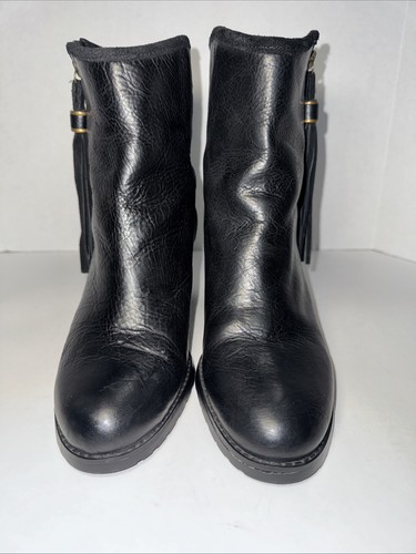 Ralph Lauren Black Heeled Ankle Boots Size 10B Leather - Picture 4 of 7