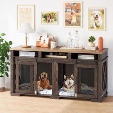 Extra Large Dog Crate Furniture 71" TV Stand Dog Kennel for 2 Dogs Indoor