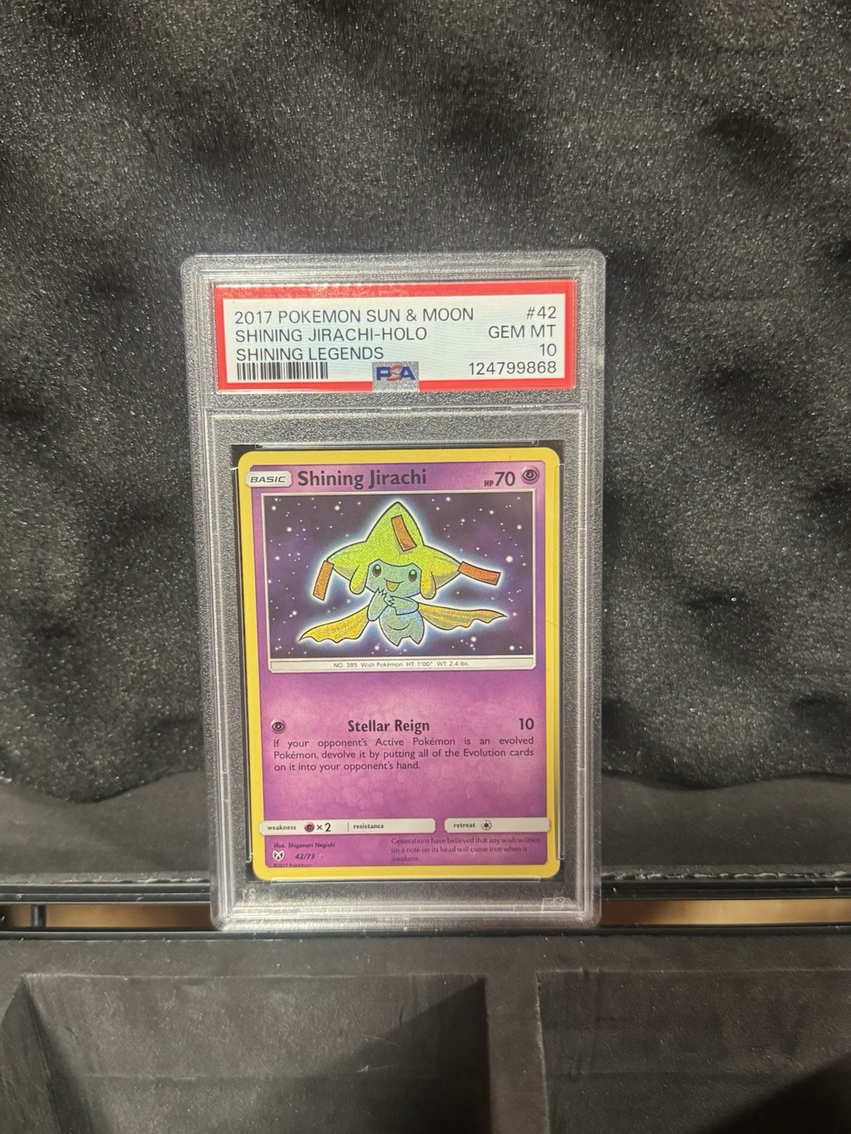 2017 POKEMON SUN & MOON SHINING LEGENDS #42 SHINING JIRACHI-HOLO PSA 10