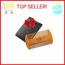Wooden Beard Comb  Case, Dual Action Fine  Coarse Teeth, Perfect for use with