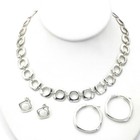 Tiffany & Co Sterling Cushion Square Necklace & Hoop Earrings Lot of 3 #S5580-5 — photo 1