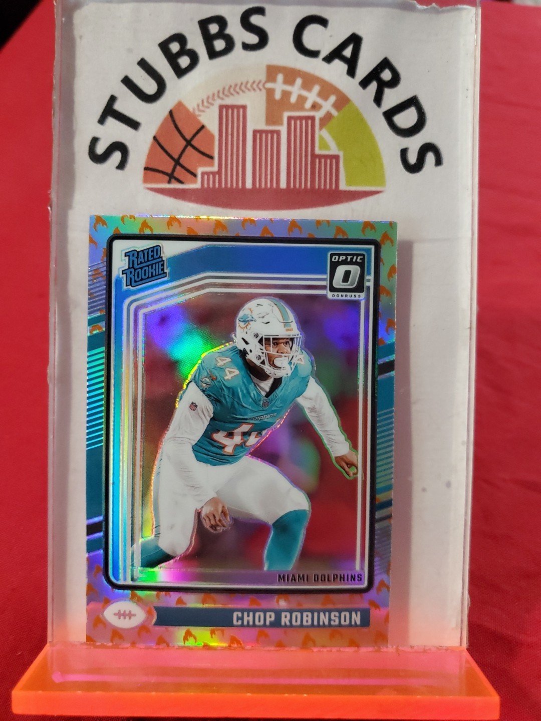 2024 Panini Donruss Optic Chop Robinson RC Rookie Fire Emoji SP #219 Dolphins