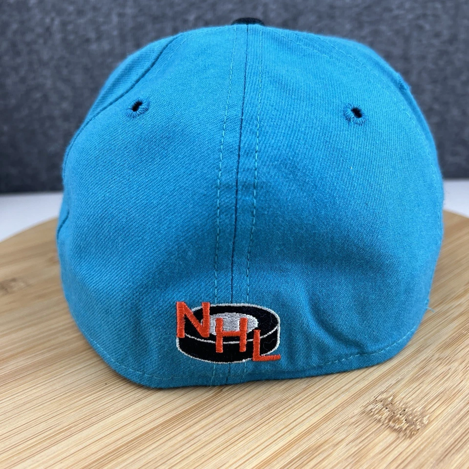 Vintage 1990's San Jose Sharks Hat Cap Fitted 7 1/4 New Era 5950 Teal Wool USA - Image 4 of 4