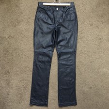 Ralph Ralph Lauren Womens Leather Pants Size 8 Navy Blue Moto Vintage RARE