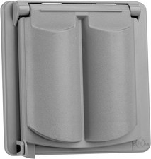 Universal Weatherproof Nonmetallic 2-Gang Outlet Cover, UL Listed, Gray