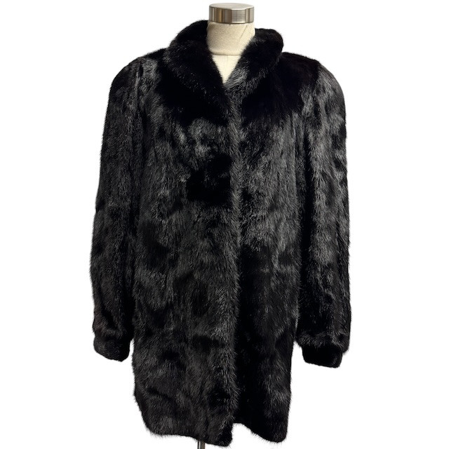Black Mink Fur Coat Real No. 13 Ll Women