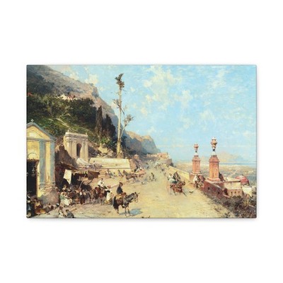 Franz Richard Unterberger (1837-1902) Strada Monreale, Palermo - Canvas Wall Art