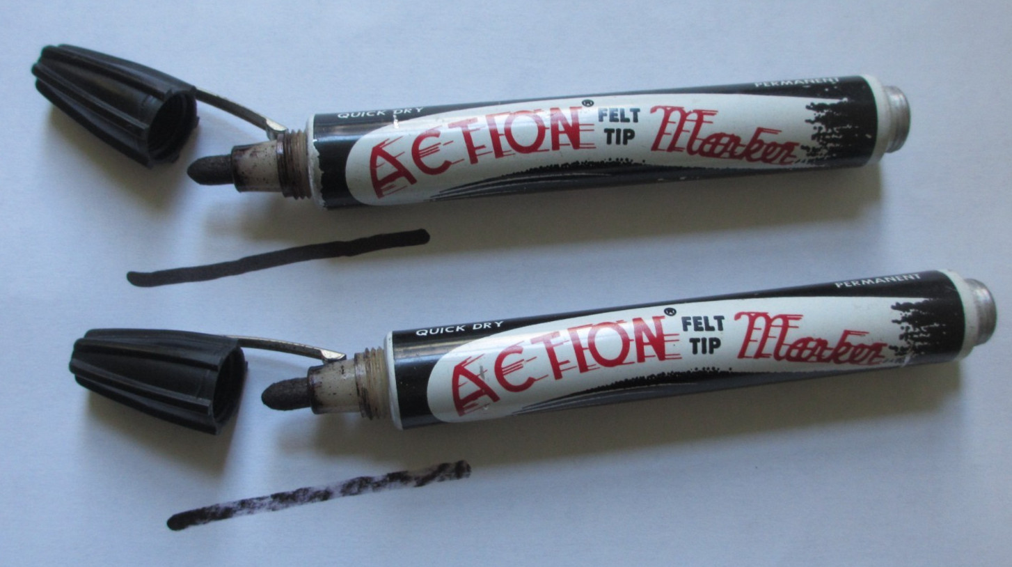Vintage Action Felt Tip Permanent Markers Pair, Aluminum Body