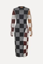 Stine Goya Midi Fitted Dress - Chocolate Combo / Small RRP £150