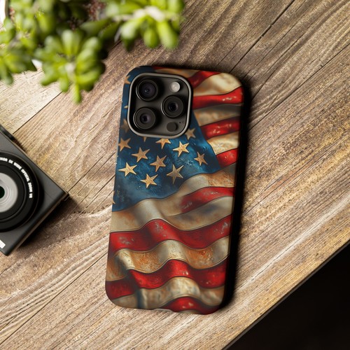 Phone Ink Case for iPhone / Galaxy / Pixel – USA American Flag Rustic America - Picture 65 of 257
