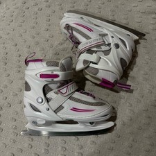 LAKE PLACID Summit Ice Skates Girls Adjustable Size 1-4 White Pink
