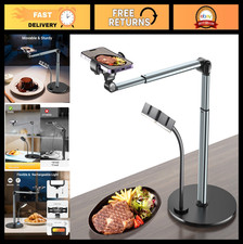 Adjustable Overhead Phone Mount with Rechargeable Light, Tripod Stand for Filmin