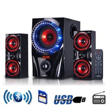 2.1 Channel Multimedia Entertainment Bluetooth Speaker System with Shelf in Red