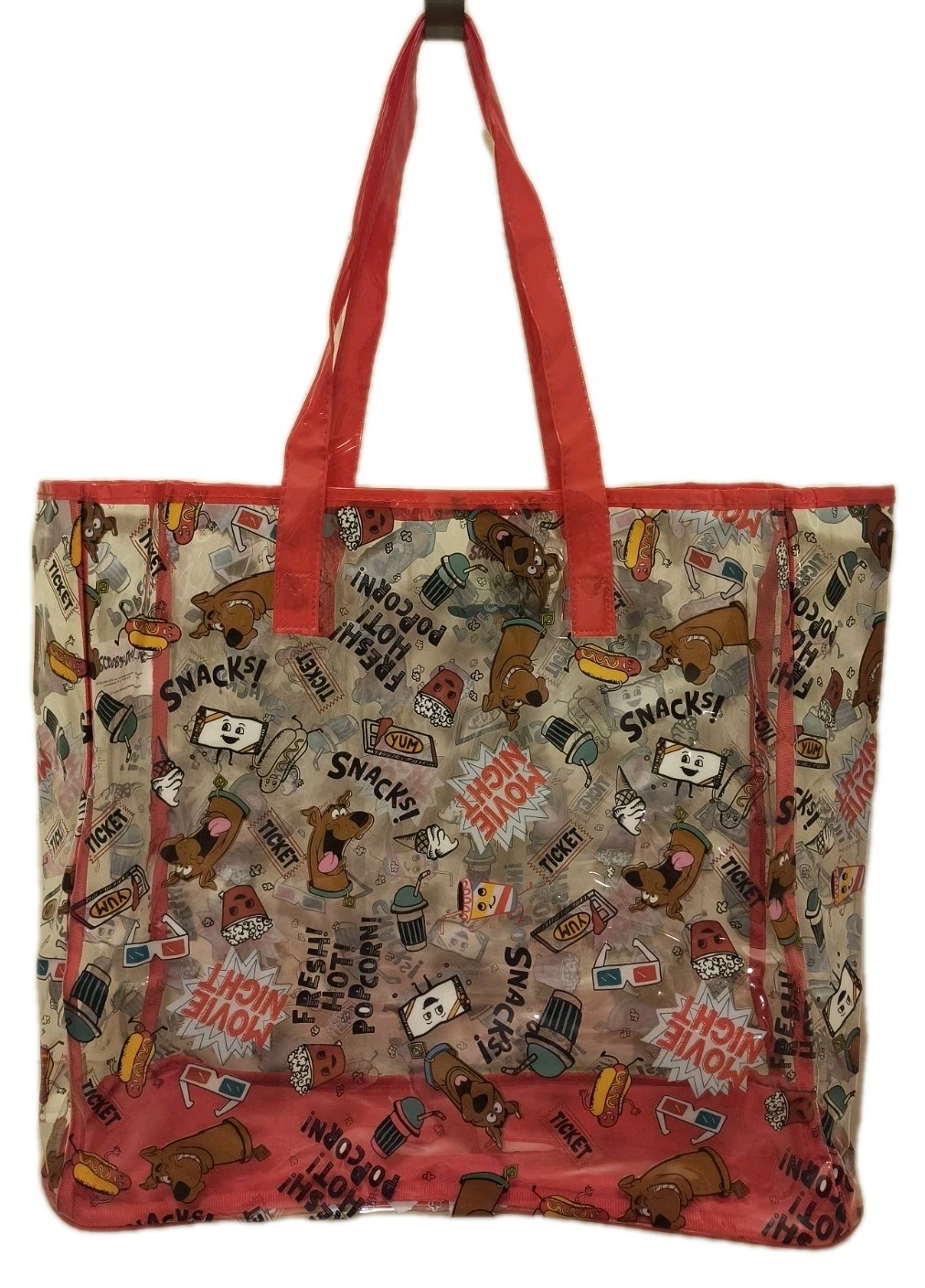 SCOOBY-DOO SNACKS RED CLEAR TRANSPARENT Reusable Tote/Shopping/Gift Bag🆕🆓Ship!