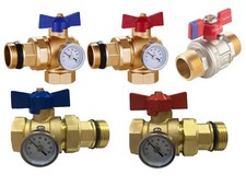 Kugelhahn Absperrhahn mit Thermometer Ventil AG-AG 1/2"  3/4" 1"