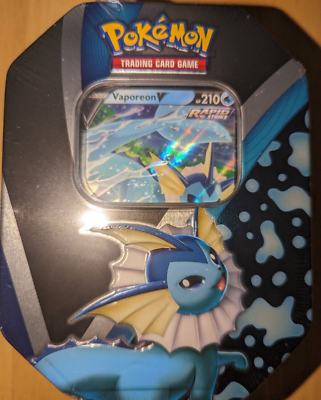 pokémon trading card game: eevee evolutions tin vaporeon v Pokemon TCG Vaporeon V Tin |BRAND NEW FACTORY SEALED Pokémon Eevee  Evolutions