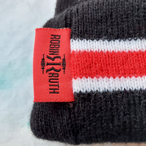 Robin Ruth Boston Red Black White Winter Stocking Hat Pom Warm - Picture 3 of 8