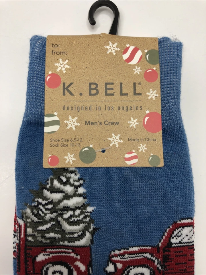 Calcetín Crew para hombre novedad Fetch Tree diseñado en Los Ángeles por K Bell Foto 4 de 4