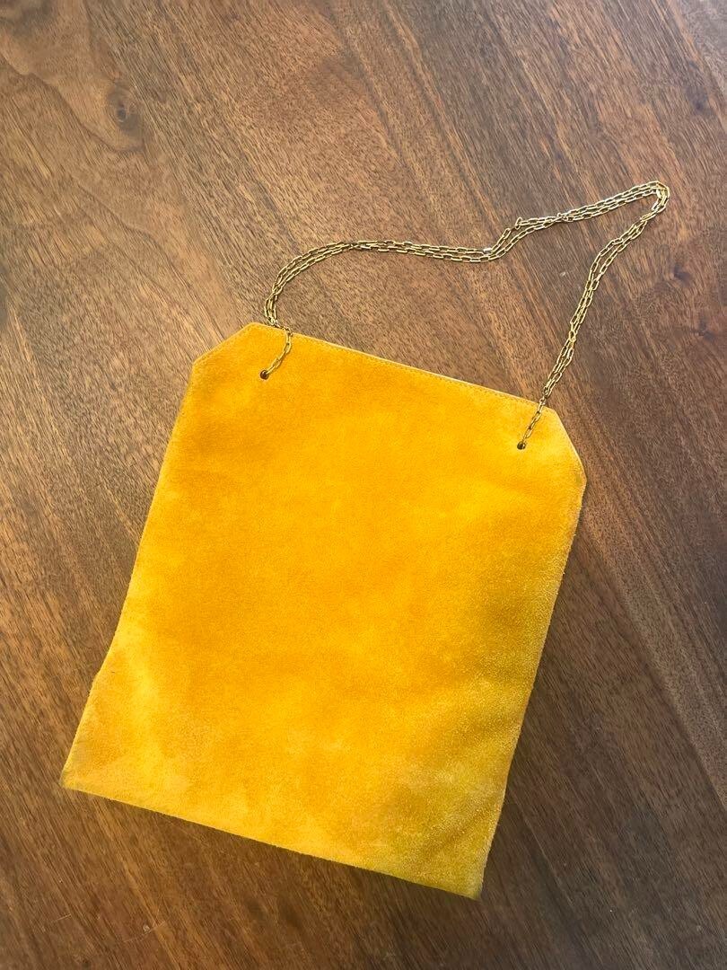 The Row Lunch Bag Tote Bag Purse Suede Leather in Yellow USED Good