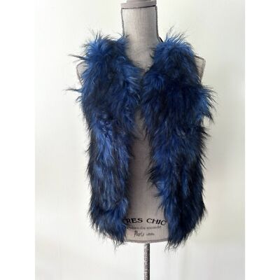 Disney D -Signed x Target Blue and Black Faux Fur Vest size Juniors XS